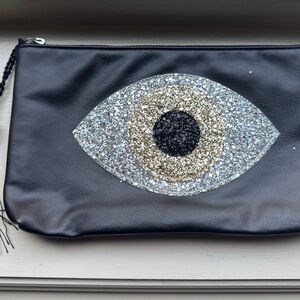 Stylish Black Clutch with Glitter Eye Accent